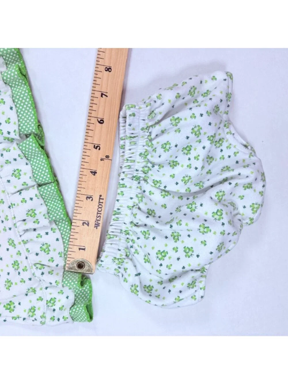 Vintage Girls 4 Leaf Clover St Patty's Day Dress + Bloomers Set Outfit 6m - 12m